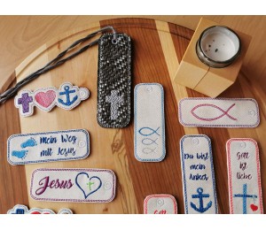 Stickserie ITH - Christliche Motive Lesezeichen Anhänger Fisch